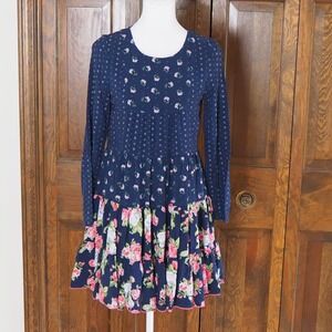 Matilda Jane Dream Chasers Twirl Dress Girls Sz 16 Navy Floral Tired Boho